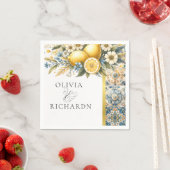 タイル地中海のフラワーイタリアンポジターノレモン スタンダードカクテルナプキン (インサイチュ)