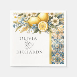 タイル地中海のフラワーイタリアンポジターノレモン スタンダードカクテルナプキン