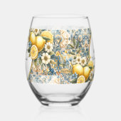 タイル地中海のフラワーイタリアンポジターノレモン ステムなしワイングラス (左)