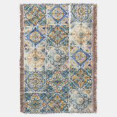 タイル地中海のフラワーイタリアンポジターノレモン スローブランケット (正面縦)