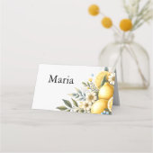 タイル地中海のフラワーイタリアンポジターノレモン プレイスカード (正面)