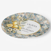 タイル地中海のフラワーイタリアンポジターノレモン ペーパープレート (アングル)