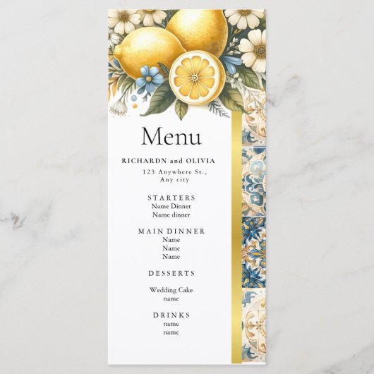 タイル地中海のフラワーイタリアンポジターノレモン メニュー (正面)