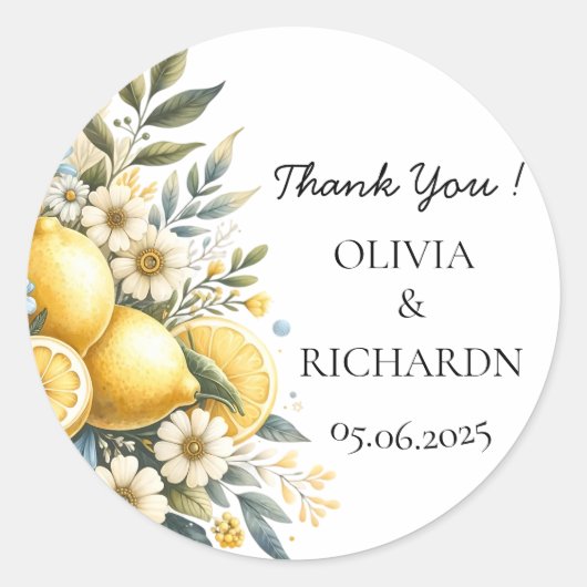 タイル地中海のフラワーイタリアンポジターノレモン ラウンドシール (正面)