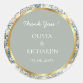 タイル地中海のフラワーイタリアンポジターノレモン ラウンドシール (正面)