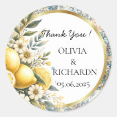 タイル地中海のフラワーイタリアンポジターノレモン ラウンドシール (正面)