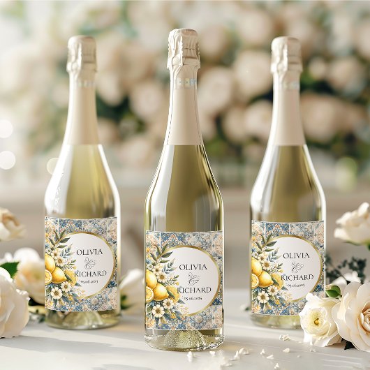 タイル地中海のフラワーイタリアンポジターノレモン ワインラベル