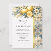 タイル地中海のフラワーイタリアンポジターノレモン 招待状 (正面)