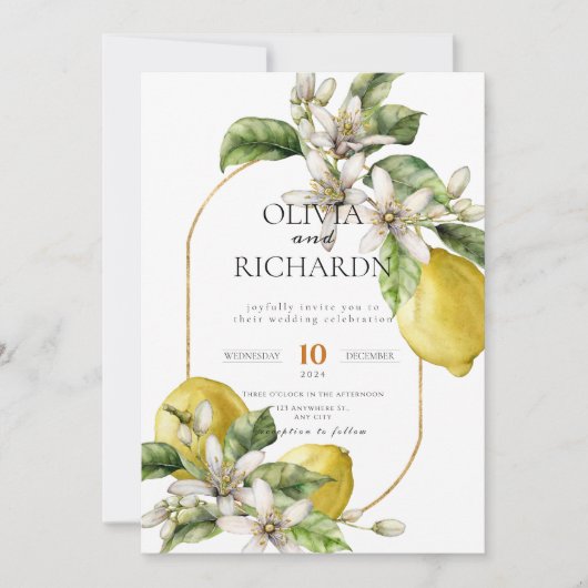 タイル地中海のフラワーイタリアンポジターノレモン 招待状 (正面)