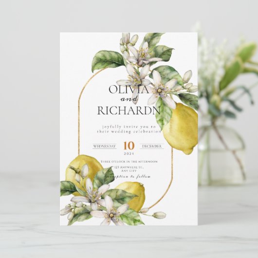 タイル地中海のフラワーイタリアンポジターノレモン 招待状 (スタンド正面)