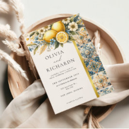 タイル地中海のフラワーイタリアンポジターノレモン 招待状