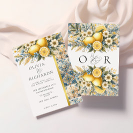 タイル地中海のフラワーイタリアンポジターノレモン 招待状