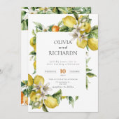 タイル地中海のフラワーイタリアンポジターノレモン 招待状 (正面/裏面)