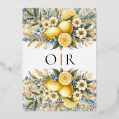 タイル地中海のフラワーイタリアンポジターノレモン 箔招待状 (裏面)
