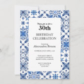 タイル地中海のフレーム30th誕生日フォトパーティー 招待状 (正面)