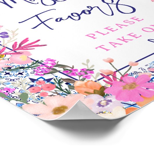 タイル地中海のフローラブライダルシャワー ポスター (角)