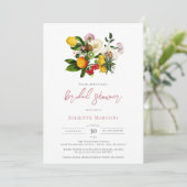 タイル地中海のフローラ柑橘類ブライダルシャワー 招待状 (スタンド正面)