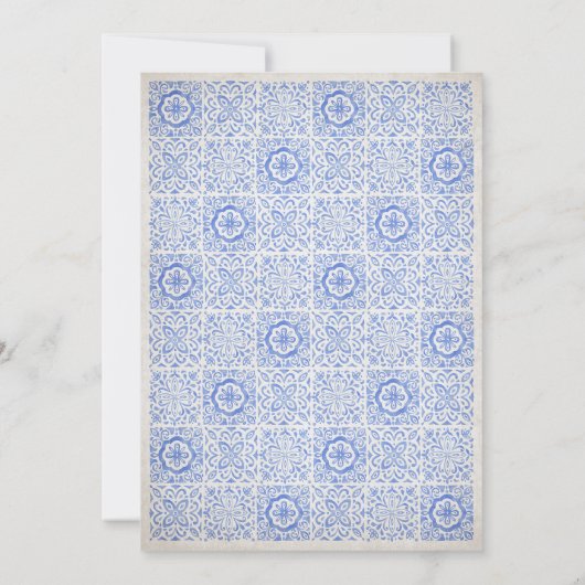 タイル地中海のブライダルシャワー 招待状 (裏面)