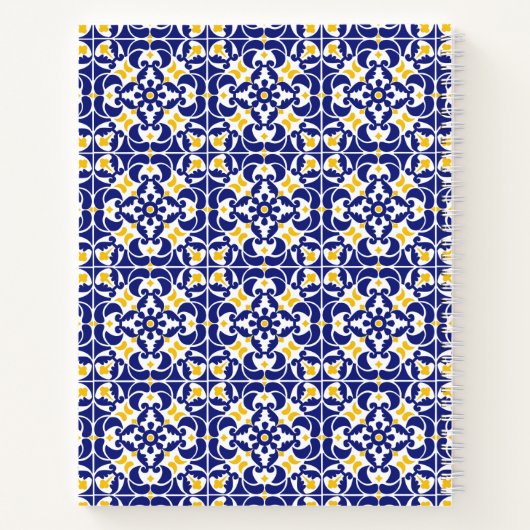 タイル地中海のブルー&イエローウェディングプランナー ノートブック (裏面)