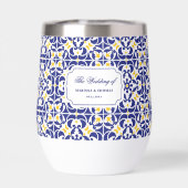 タイル地中海のブルー&イエロー結婚の贈り物 (背面)