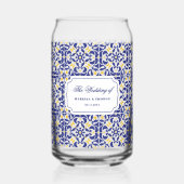 タイル地中海のブルー&イエロー結婚の贈り物 ガラス缶 (裏面)