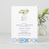 タイル地中海のメインチーズレモンブライダルシャワー 招待状 (スタンド正面)