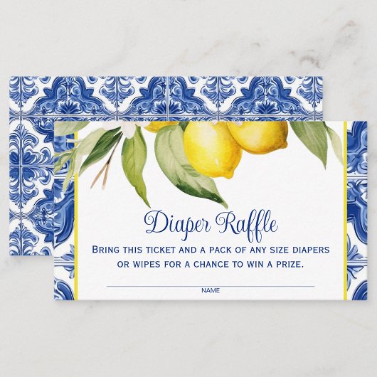 タイル地中海のレモンおむつラッフル エンクロージャーカード