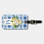 タイル地中海のレモンイタリアトスカーナギリシャ ラゲッジタグ (正面横)