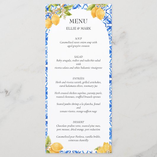 タイル地中海のレモンイタリアAmalfi海岸 メニュー (正面)