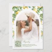 タイル地中海のレモンツリーアーチブライダルシャワー 招待状 (裏面)