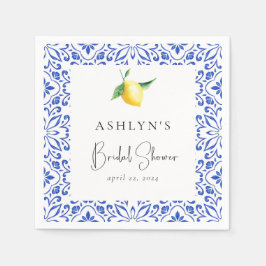 タイル地中海のレモンブライダルシャワーナプキンス スタンダードカクテルナプキン