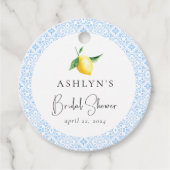 タイル地中海のレモンブライダルシャワーメッセージカード フェイバータグ (正面)