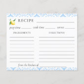 タイル地中海のレモンブライダルシャワーレシピカード (正面)