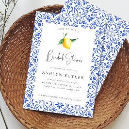 タイル地中海のレモンブライダルシャワー招待 招待状