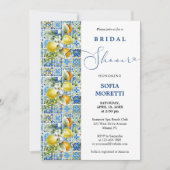 タイル地中海のレモンベビーまたはブライダルシャワー 招待状 (正面)