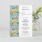 タイル地中海のレモンベビーまたはブライダルシャワー 招待状 (スタンド正面)