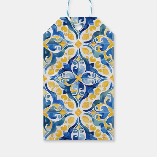 タイル地中海のレモンユ感謝していー誕生日 ギフトタグ (裏面)