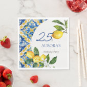 タイル地中海のレモン25誕生日 スタンダードランチョンナプキン (インサイチュ)