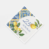 タイル地中海のレモン25誕生日 スタンダードランチョンナプキン (角)