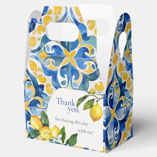 タイル地中海のレモン25誕生日 フェイバーボックス (オープン)