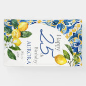 タイル地中海のレモン25誕生日 横断幕 (横)