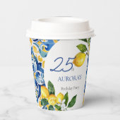 タイル地中海のレモン25誕生日 紙コップ (裏面)