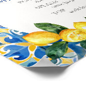 タイル地中海のレモン25th誕生日ミモザバー ポスター (角)