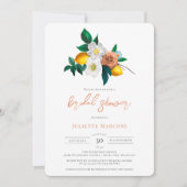 タイル地中海のヴィンテージフローラとレモンのシャワー 招待状 (正面)