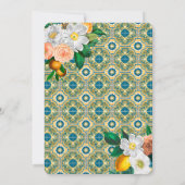 タイル地中海のヴィンテージフローラとレモンのシャワー 招待状 (裏面)