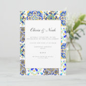 タイル地中海の婚約パーティ招待状 招待状 (スタンド正面)