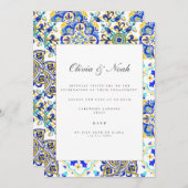 タイル地中海の婚約パーティ招待状 招待状 (正面/裏面)