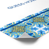 タイル地中海の数キスブライダルシャワー ポスター (角)