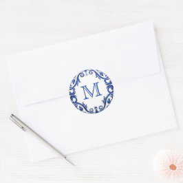 タイル地中海の結婚モノグラム ラウンドシール