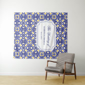 タイル地中海の青と黄結婚色の背景 タペストリー (インサイチュ(横))